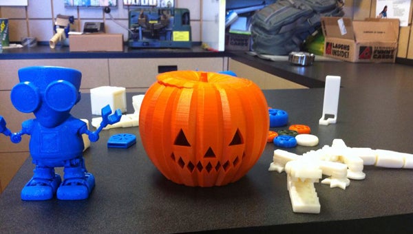 The UPS Store on Caldwell Mill Road in Hoover has produced a variety of plastic objects with its 3D printer, including a pumpkin, a wrench and "Fletcher," the UPS Store's 3D printing mascot (left). (Contributed)