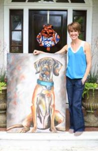 Preserve artist Katie Adams displays "Harold," a 36-by-48 oil painting on canvas. 